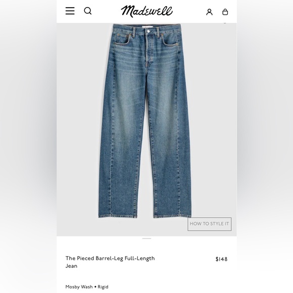 NWT Madewell Pieced Barrel leg jeans. Size 25 - Picture 5 of 8
